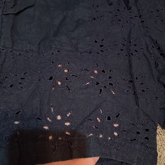 Jade for Johnny was navy, blue eyelet, elastic drawstring, waist, shorts, size M - Picture 3 of 4